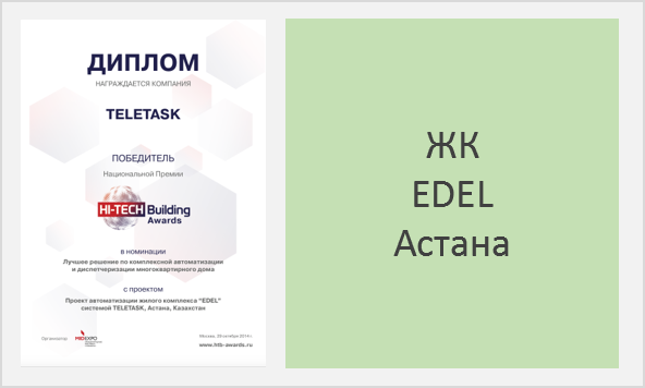 Диплом на выставке HI-TECH BUILDING 2014